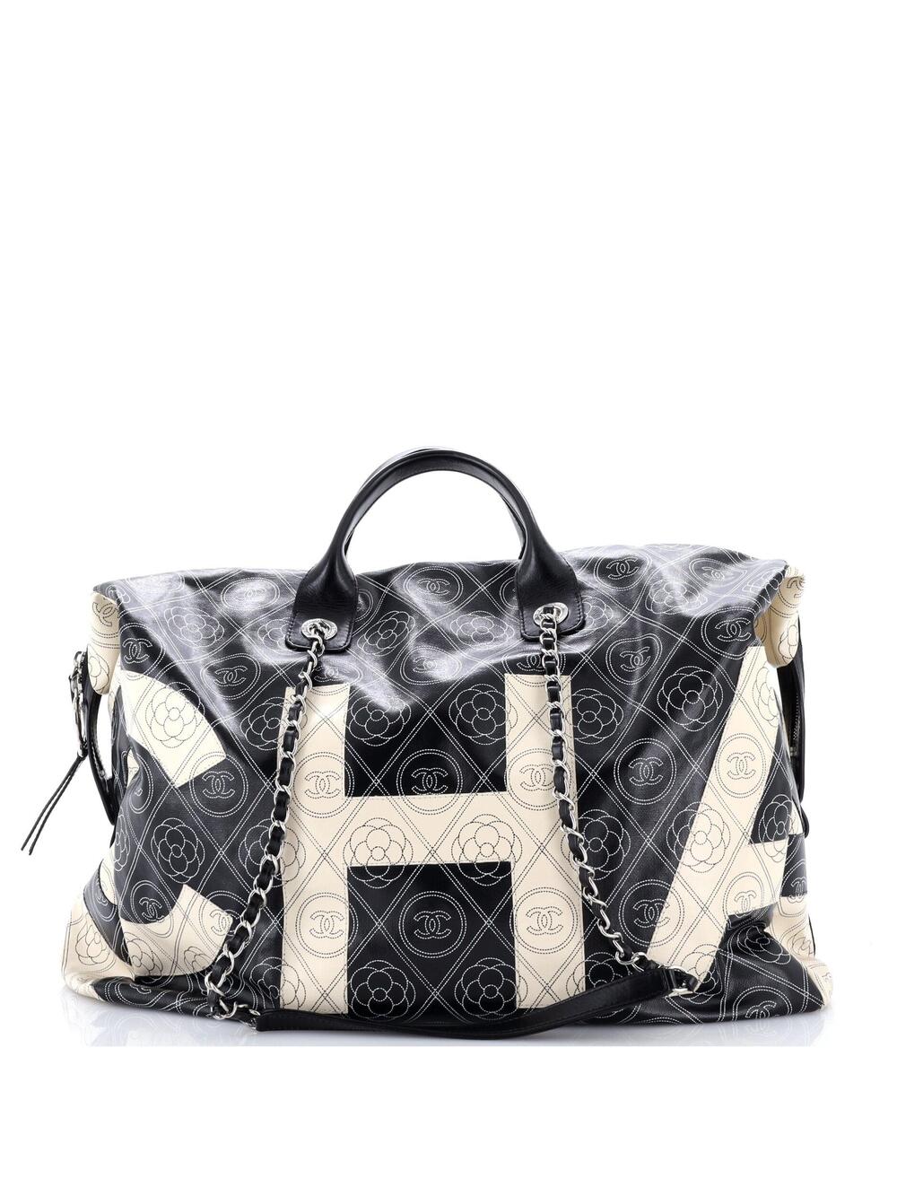 Chanel Logo Camellia Bowling Bag #370927C30B